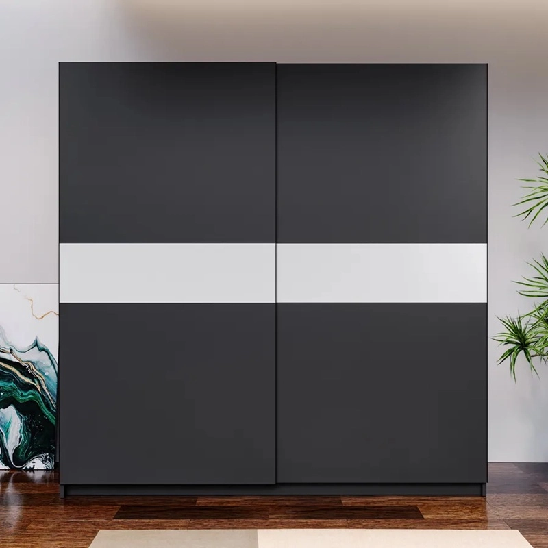 Armadio ante scorrevoli moderno 200xH205 antracite bianco Fusion