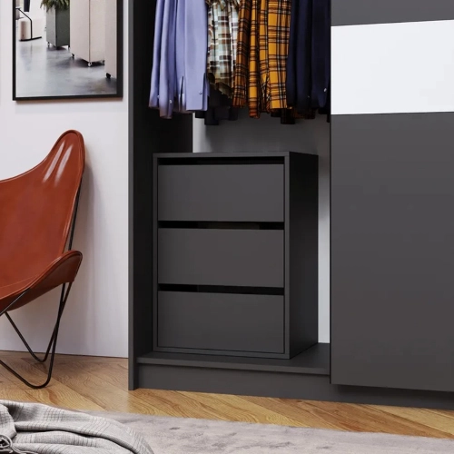 Cassettiera 50x70h cm per armadio scorrevole Fusion antracite con 3 cassetti