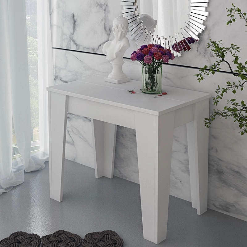 Tavolo consolle allungabile 54/306 cm 3 metri moderno bianco Ruma