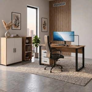 Arredo ufficio moderno completo rovere bianco Vertice-9