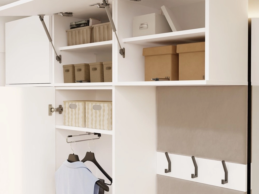 Mobile ingresso moderno 100xH238 cm specchio cassapanca bianco Berlino