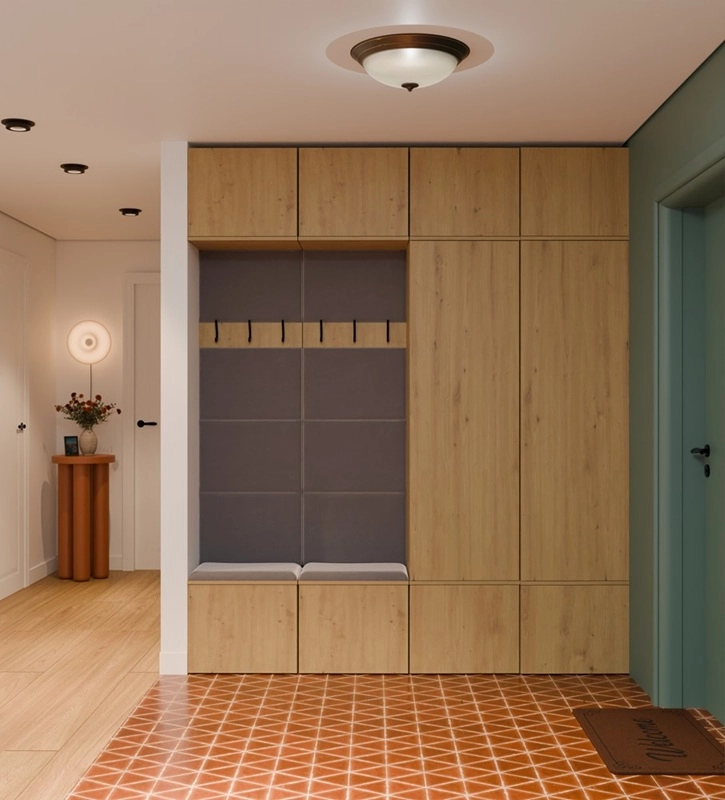 Mobile ingresso moderno 200xH238 cm cassapanca quercia Berlino