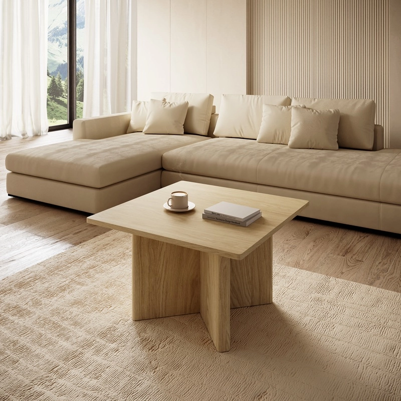 tavolino soggiorno moderno quadrato 80xH50 rovere Stella