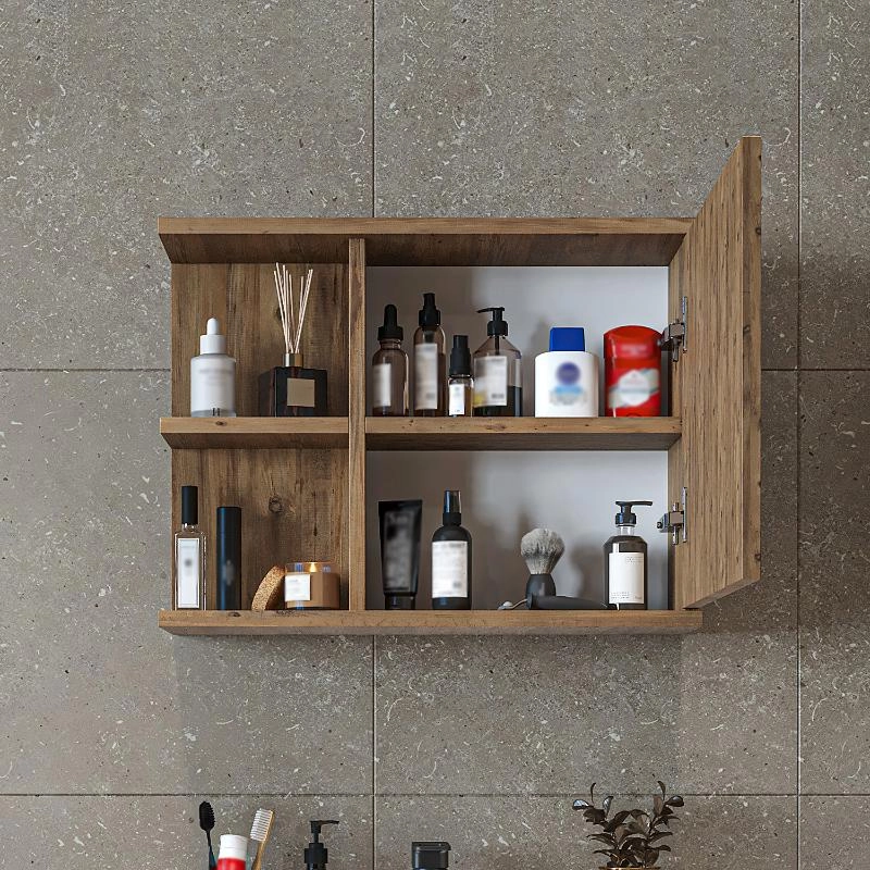 Specchio bagno contenitore 1 anta 60xH45 rovere Cascade