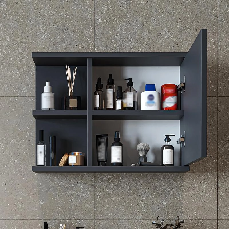 Specchio bagno contenitore 1 anta 60xH45 antracite Cascade
