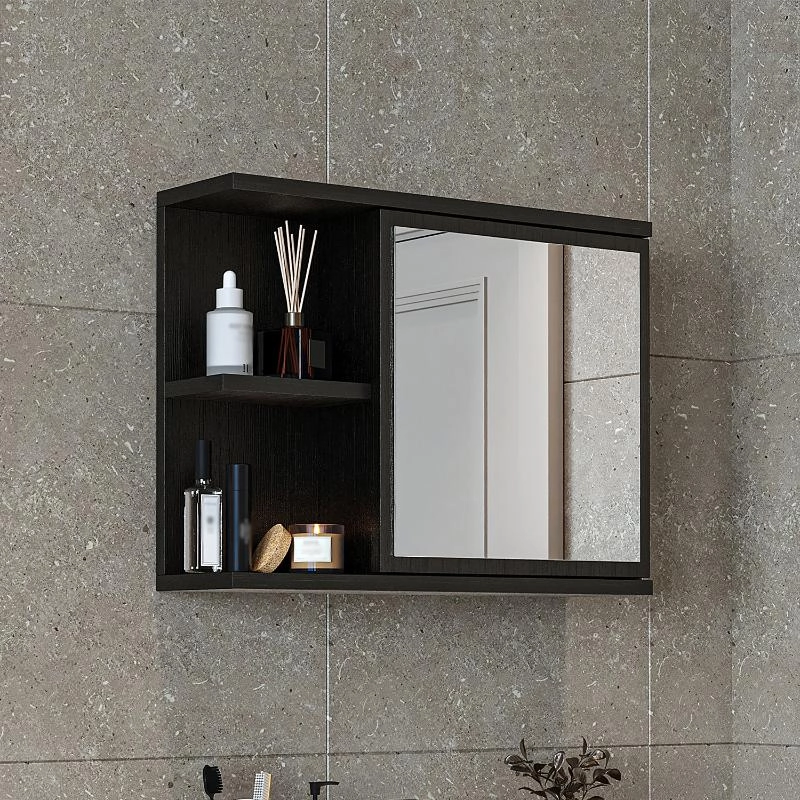 Specchio bagno contenitore 1 anta 60xH45 nero Cascade