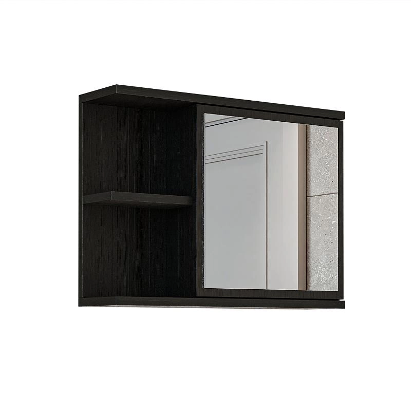 Specchio bagno contenitore 1 anta 60xH45 nero Cascade