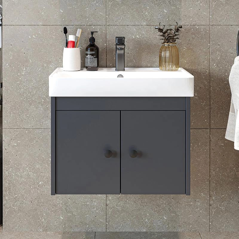 Mobile bagno sospeso lavabo moderno 60 cm antracite Cascade