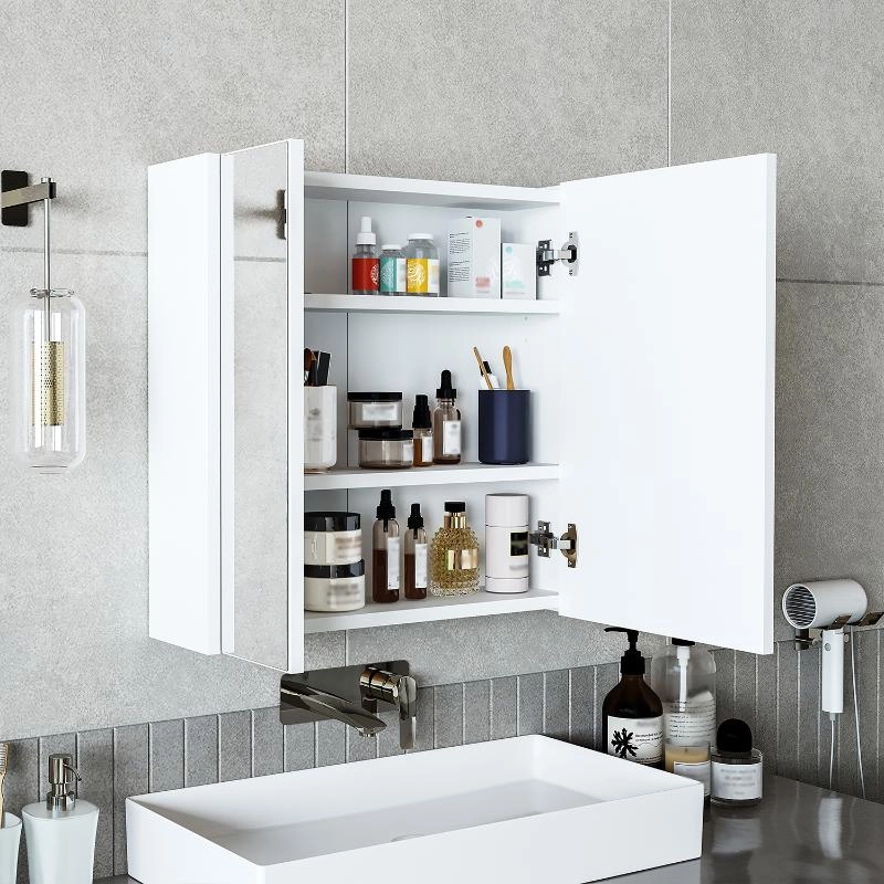 Specchio bagno contenitore 1 anta mensola 60xH60 bianco Corallo