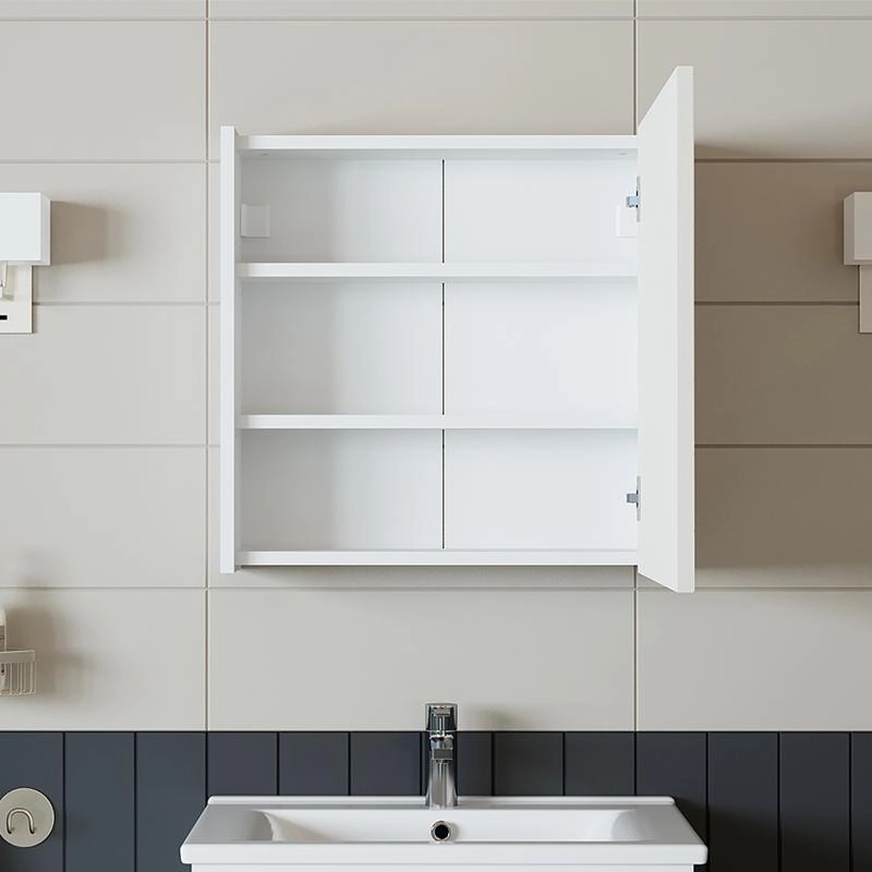Specchio bagno contenitore 1 anta mensola 60xH60 bianco Corallo