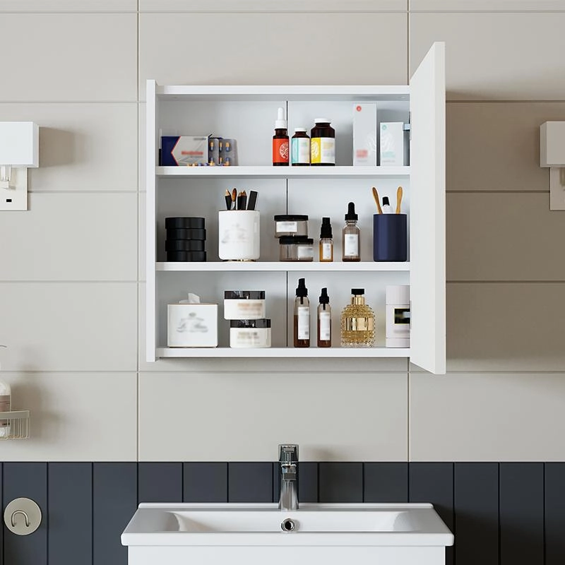 Specchio bagno contenitore 1 anta mensola 60xH60 bianco Corallo