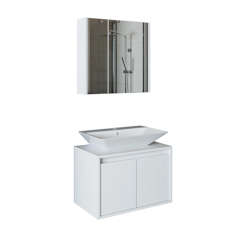 Mobile bagno sospeso lavabo specchio 65 cm bianco Corallo