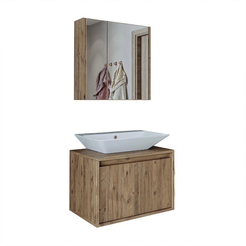 Mobile bagno sospeso lavabo specchio 65 cm rovere Corallo