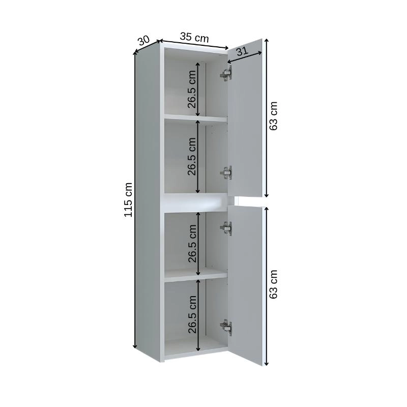 Colonna bagno sospesa 2 ante 35xH115 cm bianco Corallo