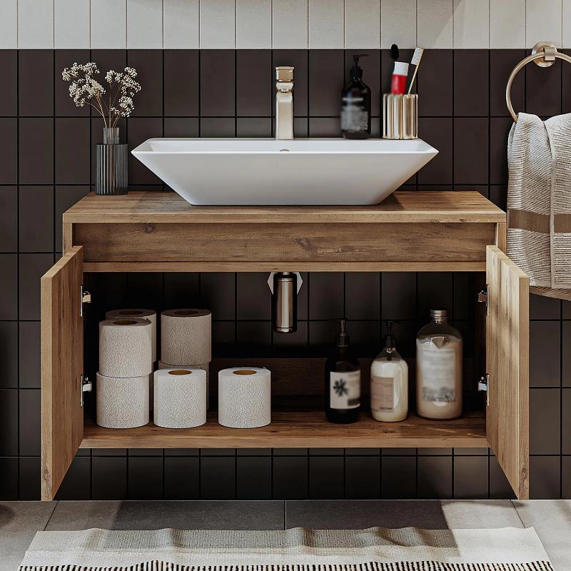 Mobile bagno sospeso lavabo 85 cm rovere Corallo