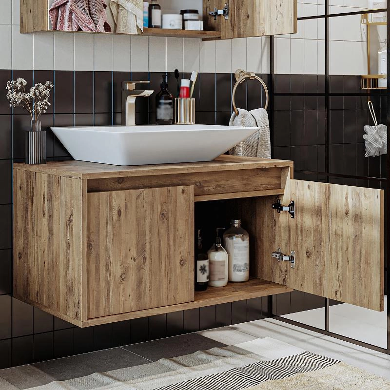 Mobile bagno sospeso lavabo 85 cm rovere Corallo
