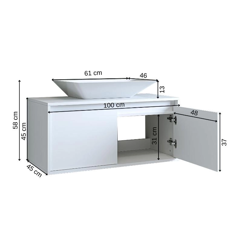 Mobile bagno sospeso lavabo 100 cm bianco Corallo
