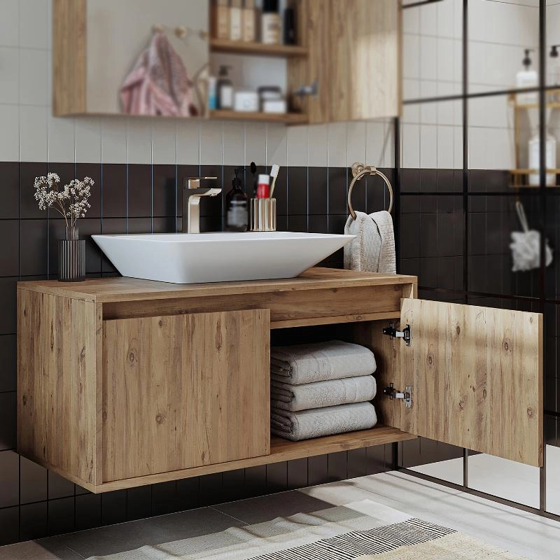 Mobile bagno sospeso lavabo 100 cm rovere Corallo
