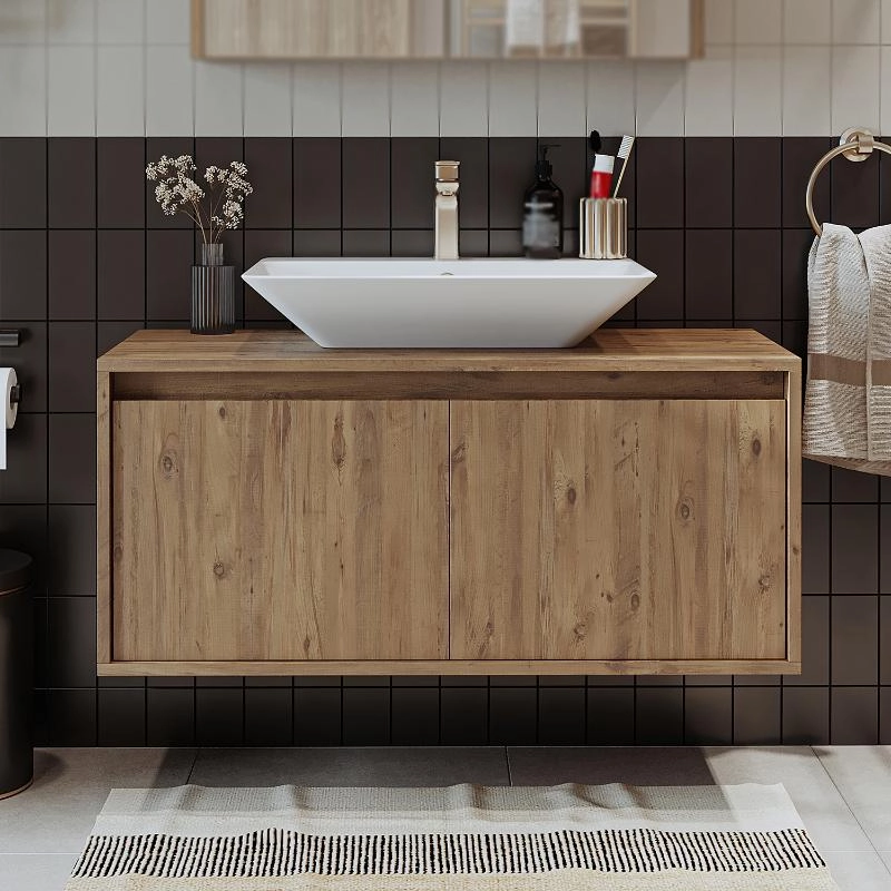 Mobile bagno sospeso lavabo 100 cm rovere Corallo