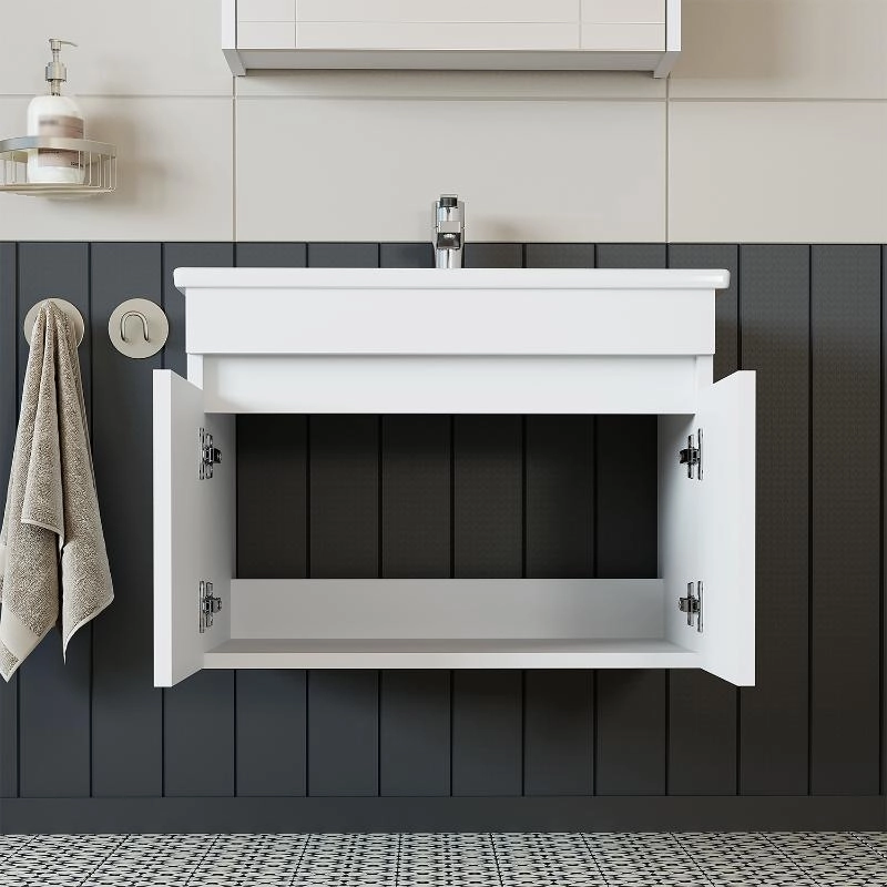 Mobile bagno sospeso lavabo integrato 65 cm bianco Nerea