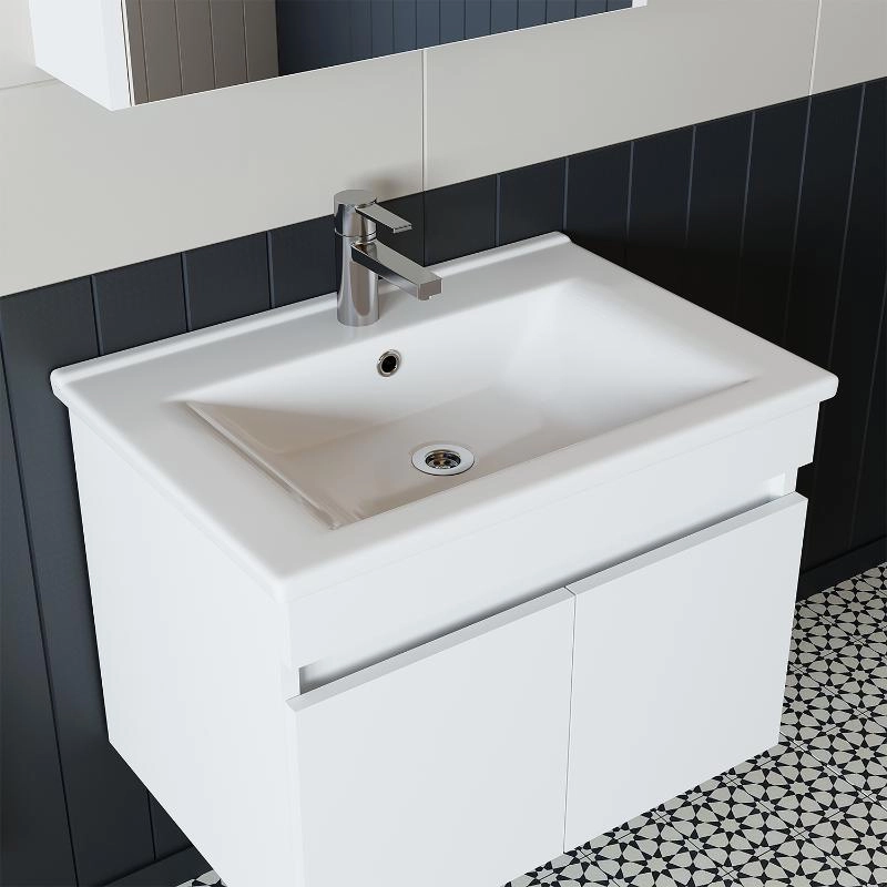 Mobile bagno sospeso lavabo integrato 65 cm bianco Nerea