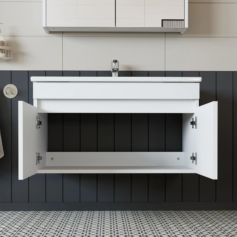 Mobile bagno sospeso lavabo integrato 85 cm bianco Nerea