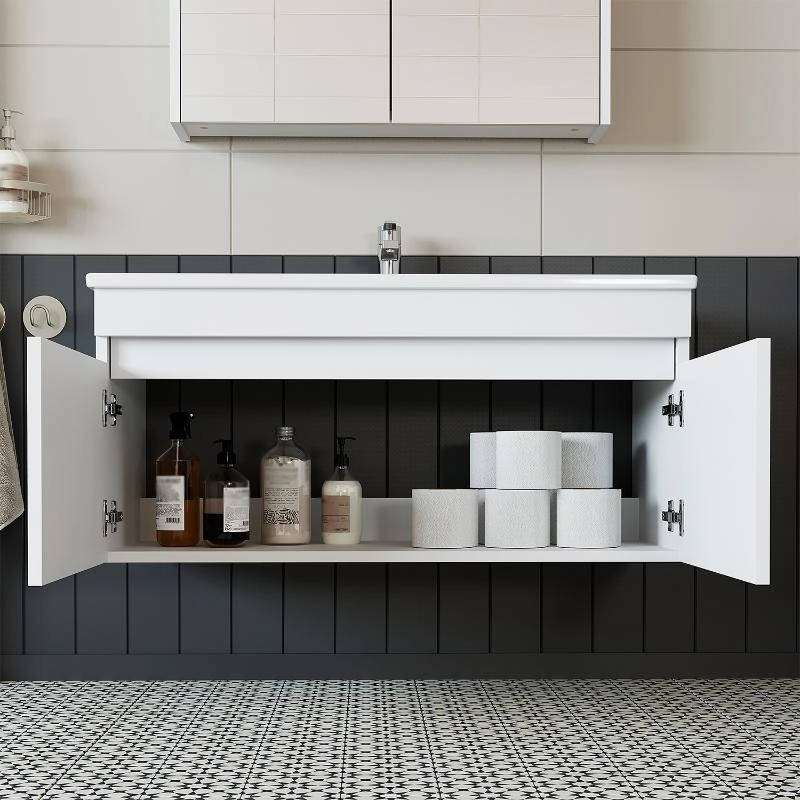 Mobile bagno sospeso lavabo integrato 100 cm bianco Nerea