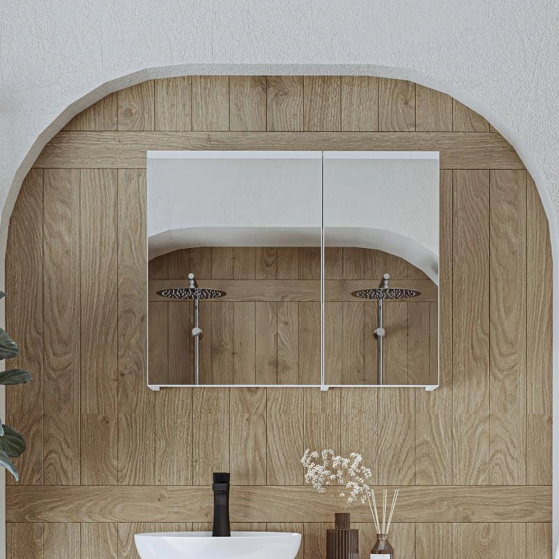 Specchio bagno contenitore 2 ante mensola 75xH60 bianco Lido