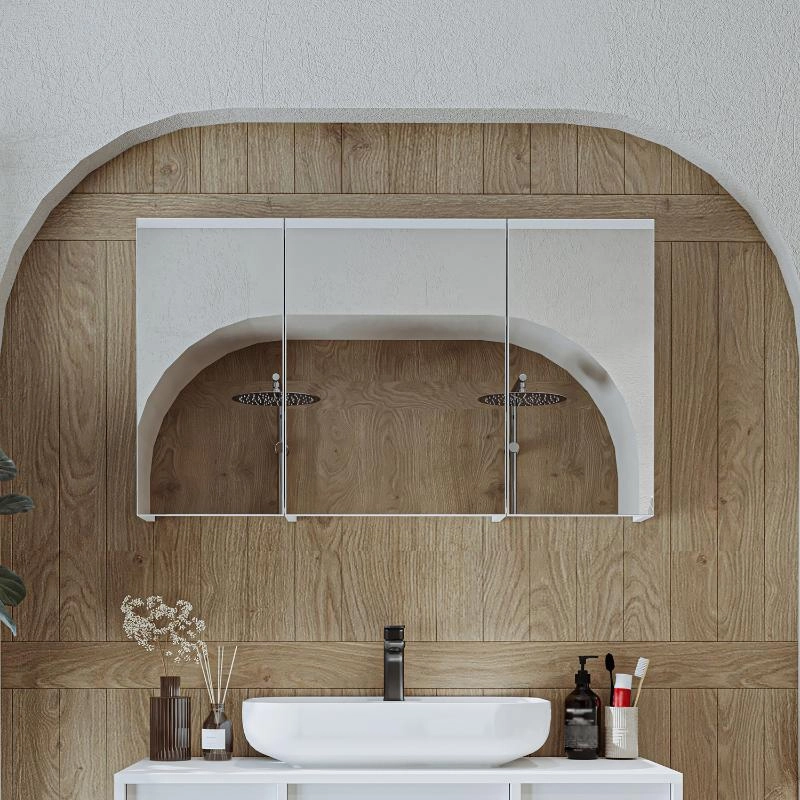 Specchio bagno contenitore 3 ante mensola 105xH60 bianco Lido