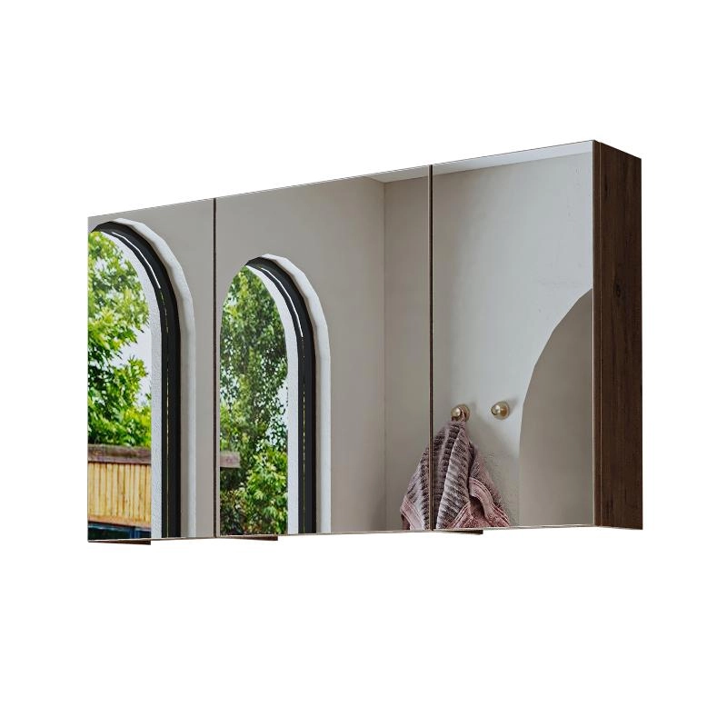 Specchio bagno contenitore 3 ante mensola 105xH60 rovere Lido
