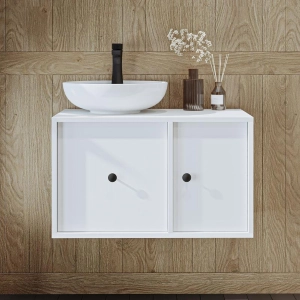 Mobile bagno sospeso lavabo appoggio 75 cm bianco Lido