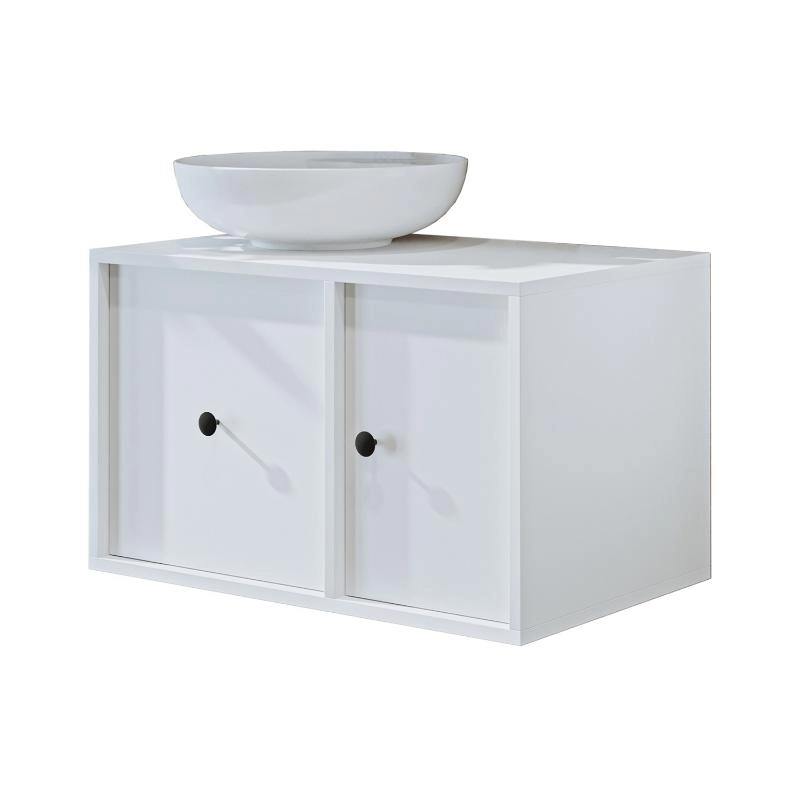Mobile bagno sospeso lavabo appoggio 75 cm bianco Lido