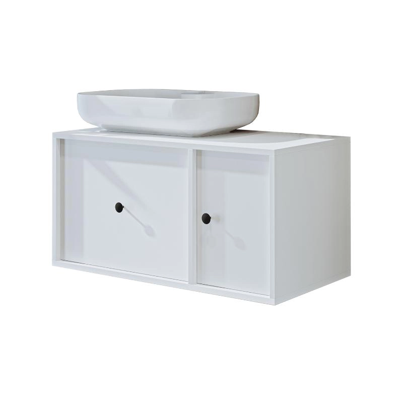 Mobile bagno sospeso lavabo appoggio 90 cm bianco Lido