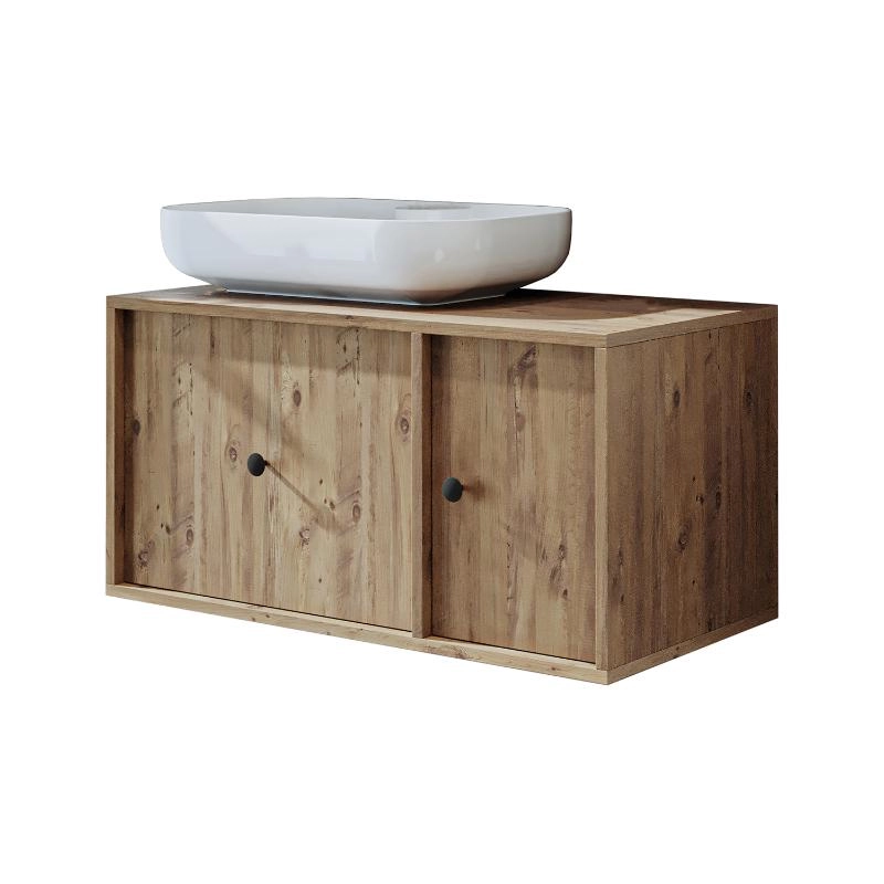Mobile bagno sospeso lavabo appoggio 90 cm rovere Lido