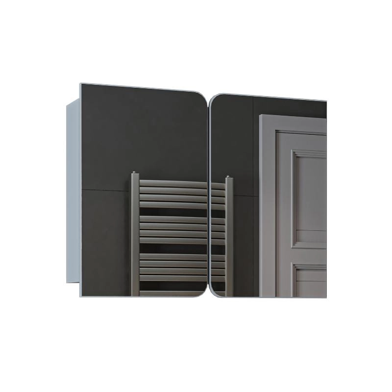 Specchio bagno contenitore 2 ante mensola 90xH60 grigio Levante
