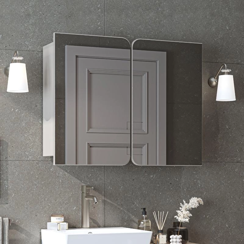 Specchio bagno contenitore 2 ante mensola 90xH60 tortora Levante