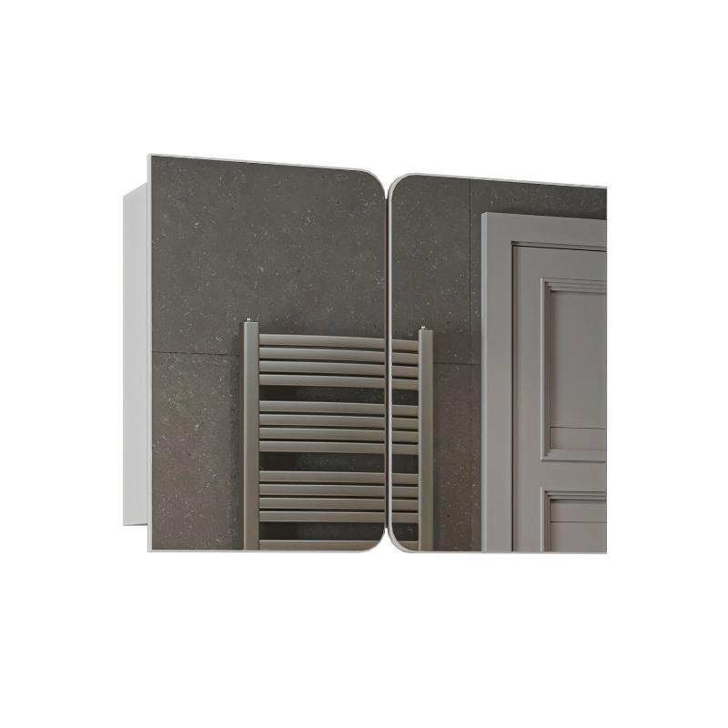 Specchio bagno contenitore 2 ante mensola 90xH60 tortora Levante