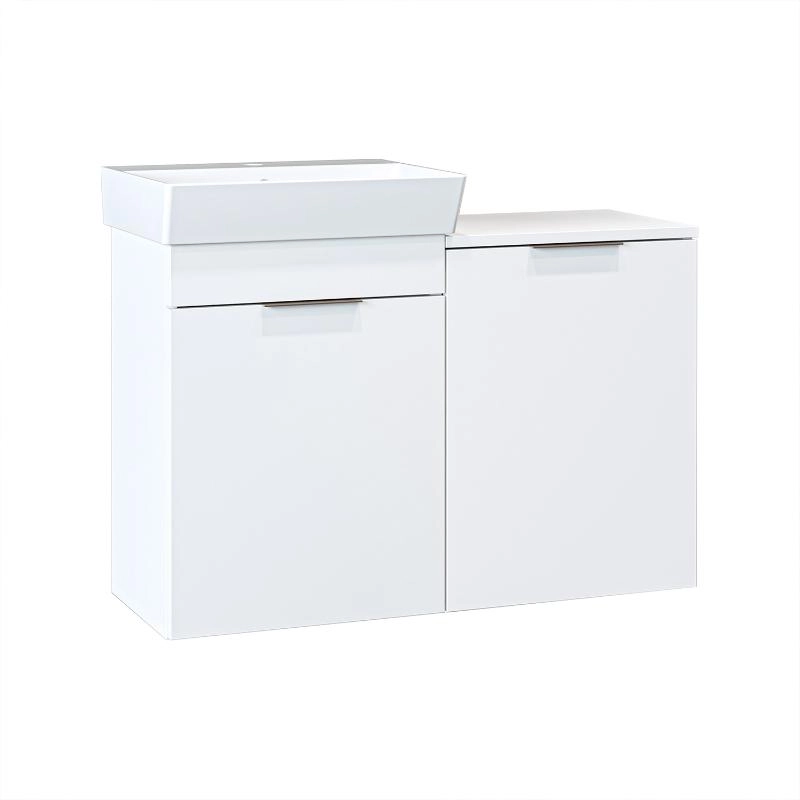 Mobile bagno sospeso lavabo cesto portabiancheria 92 cm bianco Levante