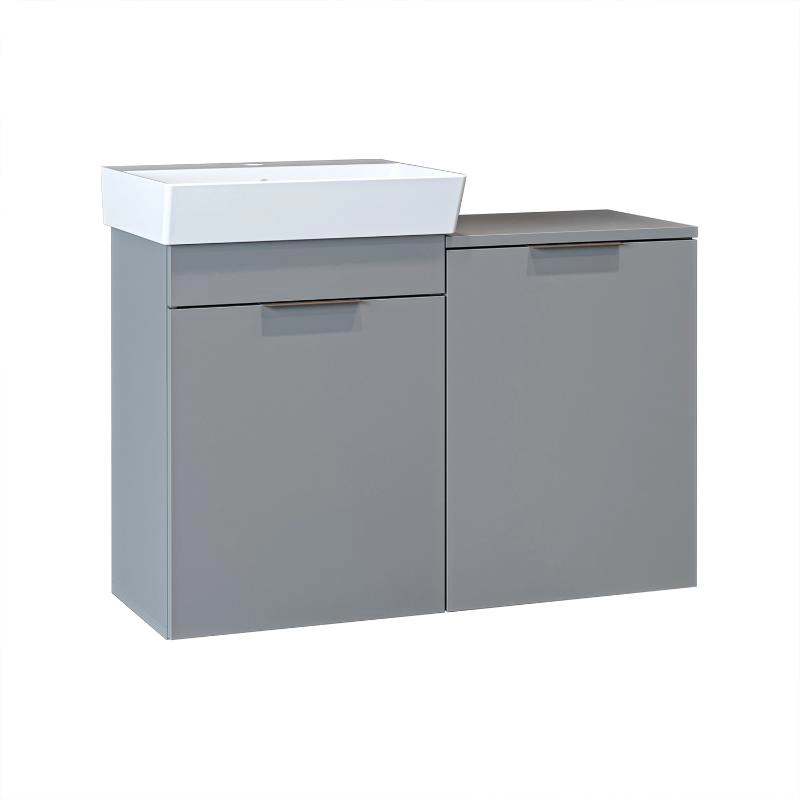 Mobile bagno sospeso lavabo cesto portabiancheria 92 cm grigio Levante