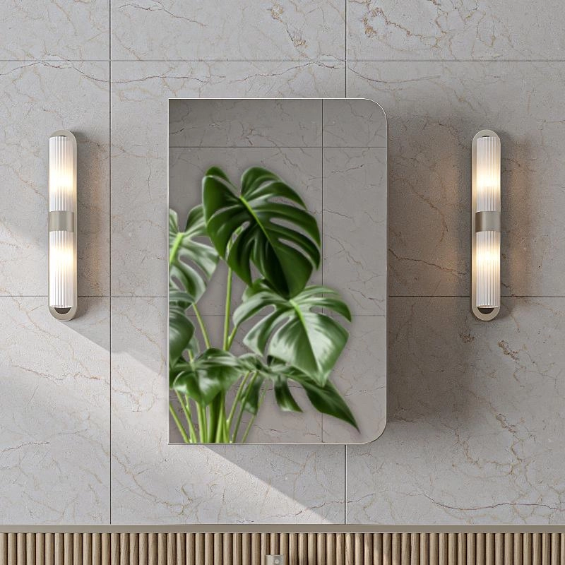 Specchio bagno contenitore 1 anta mensola 45xH60 tortora Mistral