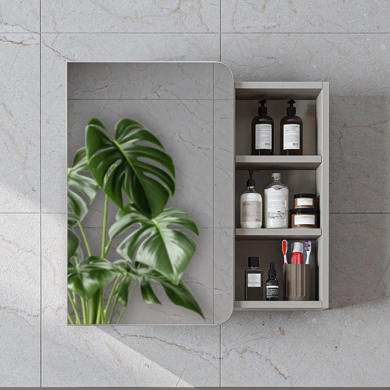 Specchio bagno contenitore 1 anta mensola 70xH60 tortora Mistral