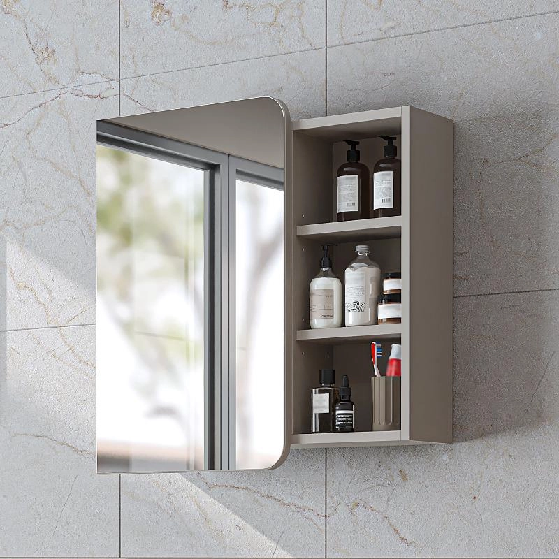 Specchio bagno contenitore 1 anta mensola 70xH60 tortora Mistral