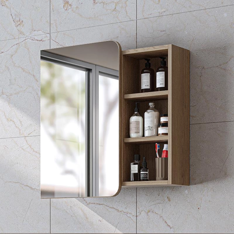 Specchio bagno contenitore 1 anta mensola 70xH60 rovere Mistral