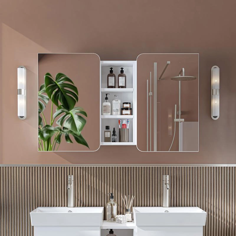 Specchio bagno contenitore 2 ante mensola 115xH60 bianco Mistral