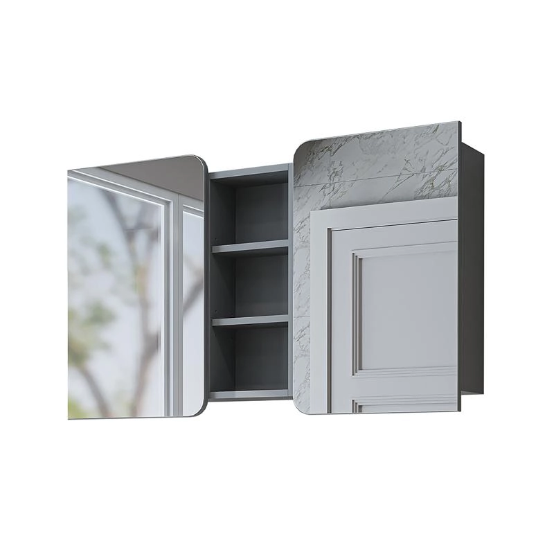 Specchio bagno contenitore 2 ante mensola 115xH60 grigio Mistral