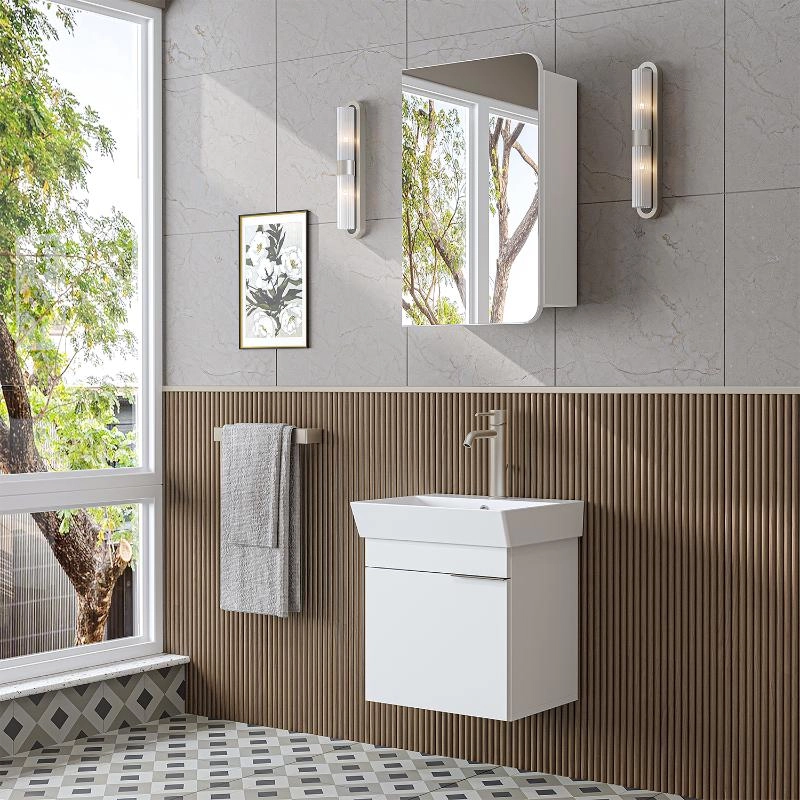 Mobile bagno sospeso lavabo specchio 50 cm bianco Mistral