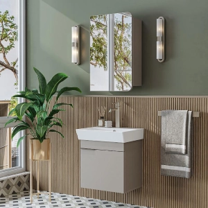 Mobile bagno sospeso lavabo specchio 50 cm tortora Mistral