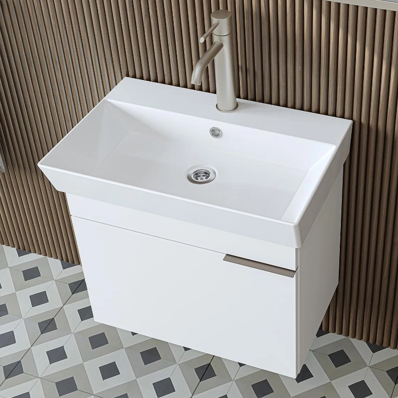 Mobile bagno sospeso lavabo specchio 60 cm bianco Mistral