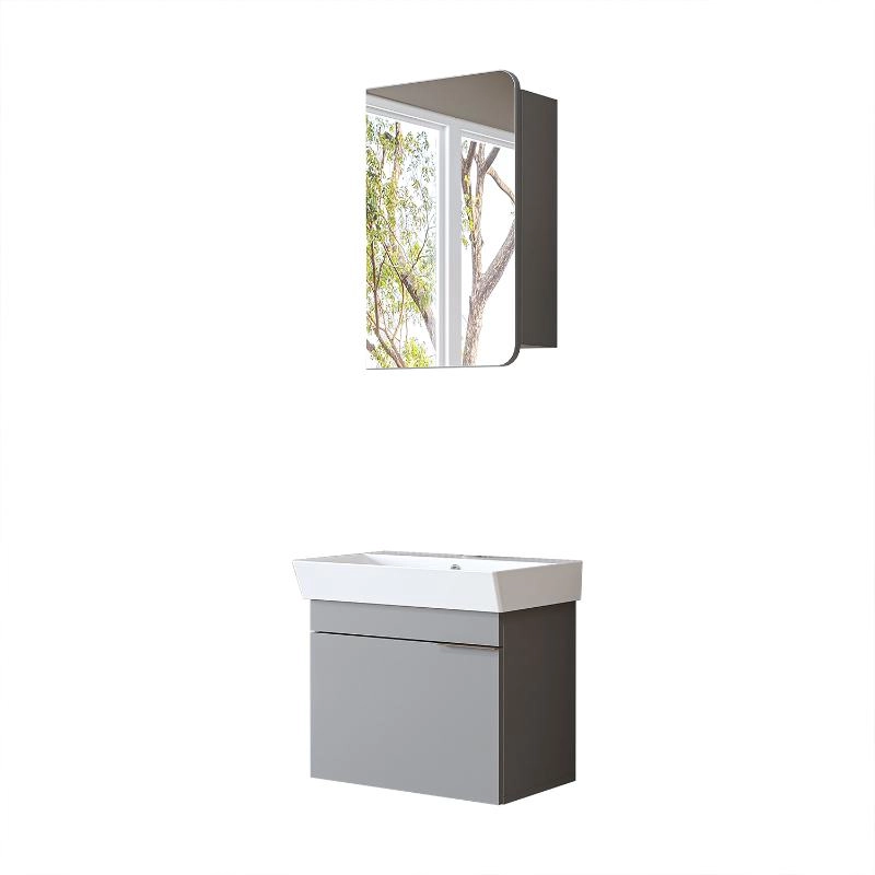 Mobile bagno sospeso lavabo specchio 60 cm grigio Mistral