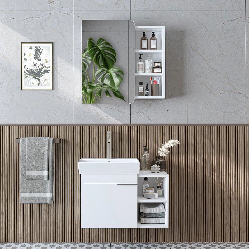 Mobile bagno sospeso lavabo specchio 72 cm bianco Mistral
